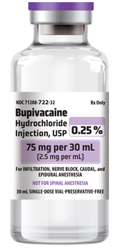 Bupivacaine Hydrochloride Injection, USP 0.25%, 75 mg per 30 mL